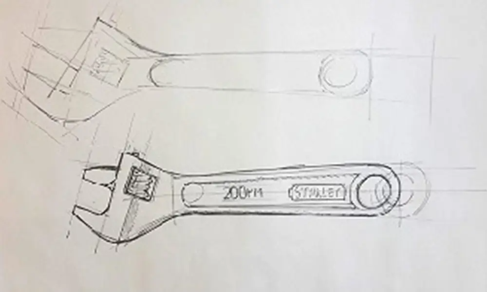 sketches of adjustable spanner