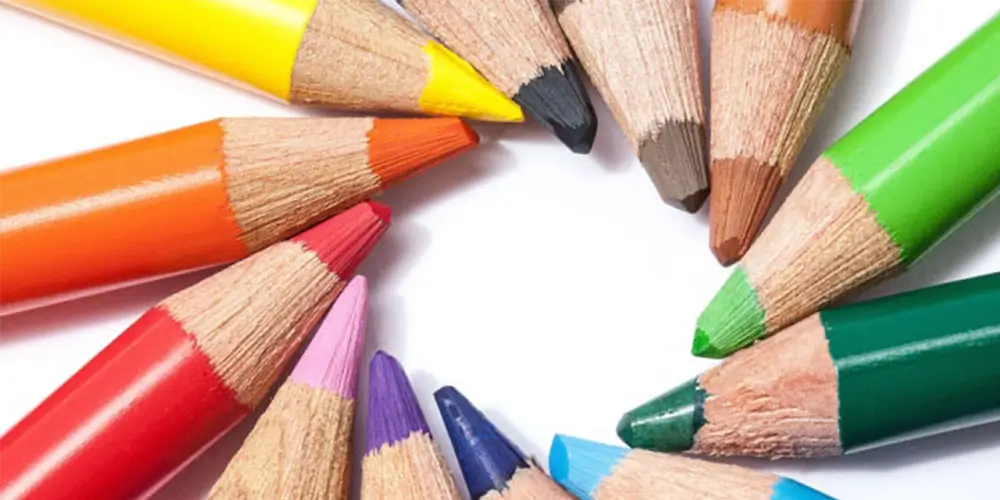 rainbow colored pencils arranged in a circle