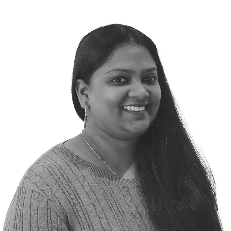 Aarathi Ajish staff photo black and white